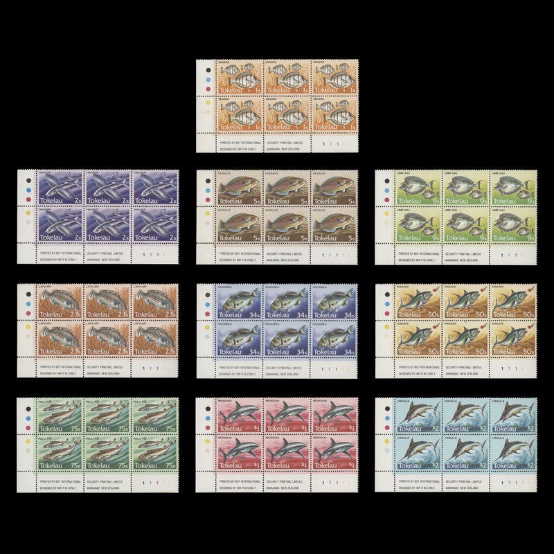 Tokelau 1984 (MNH) Fish Definitives imprint/plate blocks