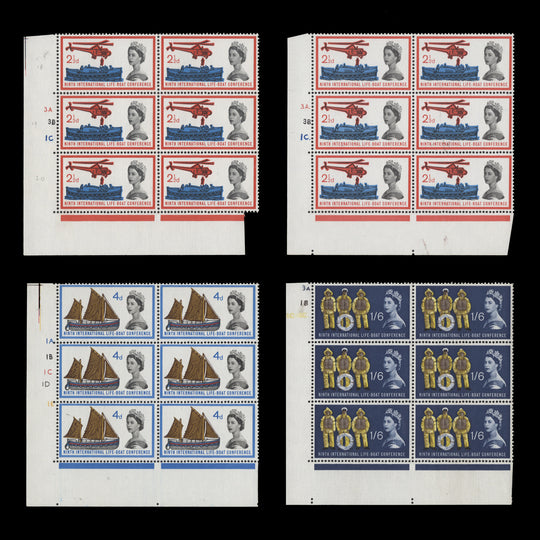 Great Britain 1963 (MNH) Lifeboat Conference ordinary cylinder blocks