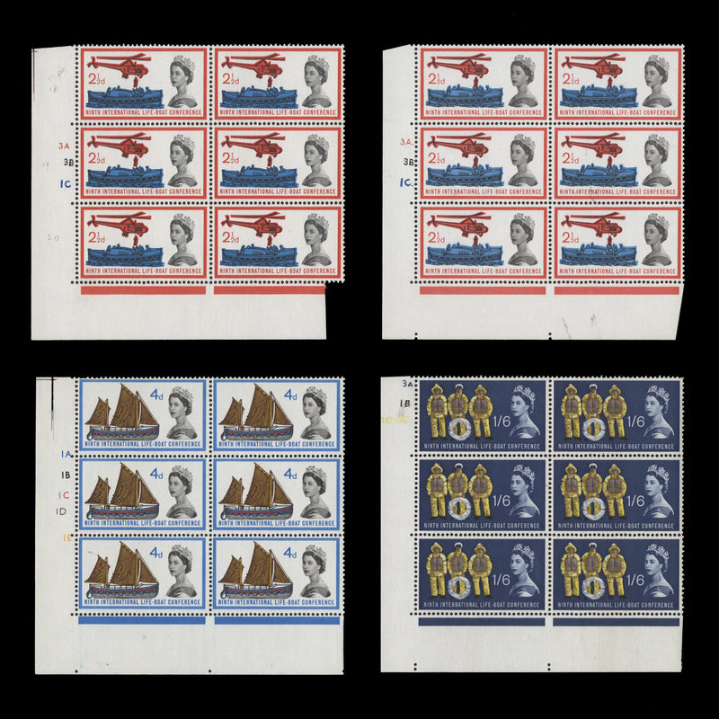 Great Britain 1963 (MNH) Lifeboat Conference ordinary cylinder blocks