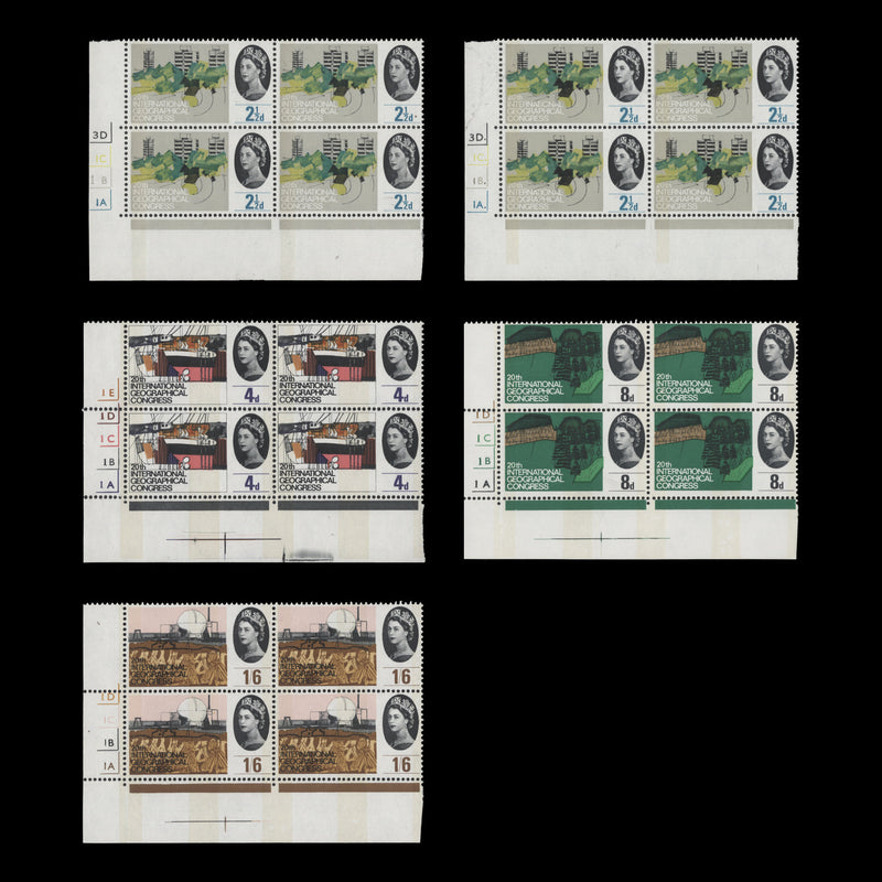 Great Britain 1964 (MNH) Geographical Congress phosphor cylinder blocks