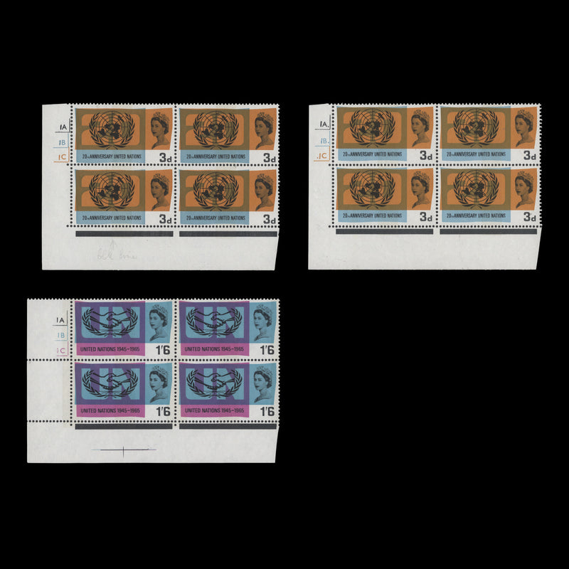 Great Britain 1965 (MNH) United Nations Anniversary ordinary cylinder blocks