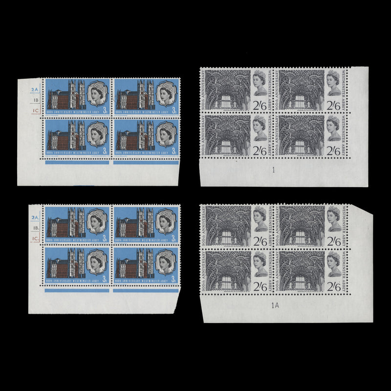 Great Britain 1966 (MNH) Westminster Abbey ordinary cylinder/plate blocks
