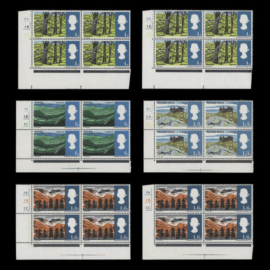 Great Britain 1966 (MNH) Landscapes ordinary cylinder blocks