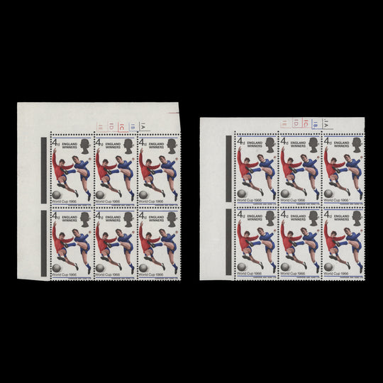 Great Britain 1966 (MNH) 4d England Winners cylinder blocks