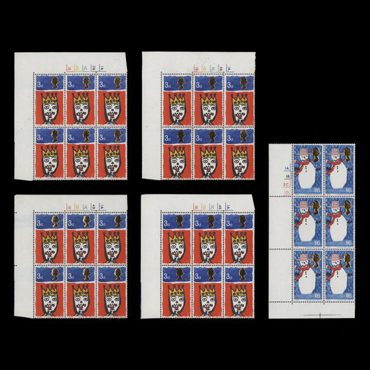 Great Britain 1966 (MNH) Christmas ordinary cylinder blocks