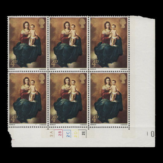 Great Britain 1967 (MNH) 4d Christmas cylinder 3A–2B–2C–2D–2E block