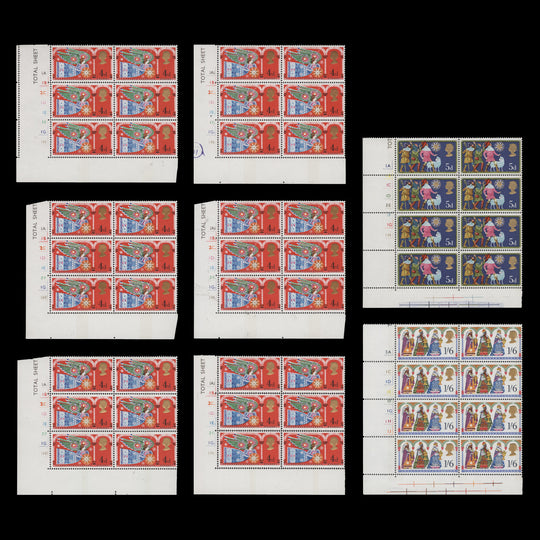Great Britain 1969 (MNH) Christmas cylinder blocks
