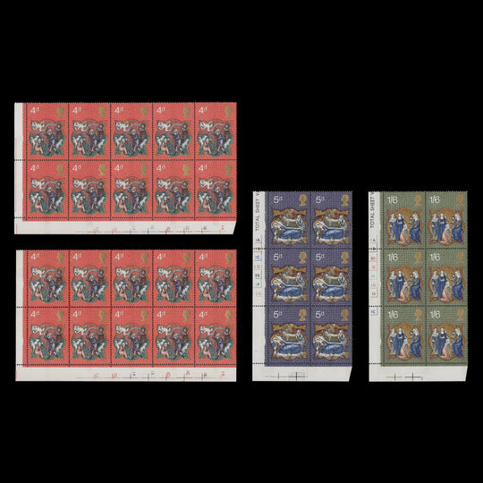 Great Britain 1970 (MNH) Christmas cylinder blocks