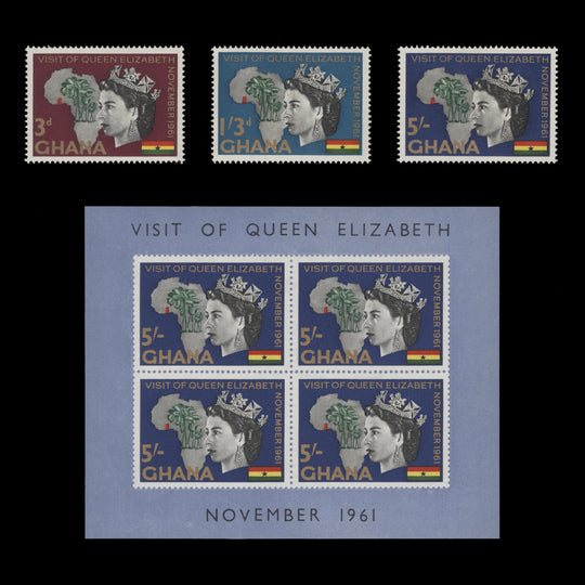 Ghana 1961 (MNH) Royal Visit set and miniature sheet