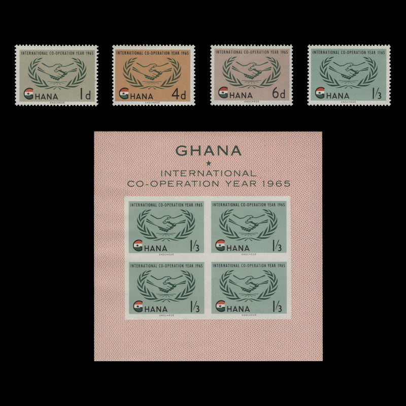 Ghana 1965 (MNH) International Co-operation Year set and miniature sheet