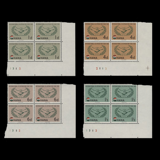 Ghana 1965 (MNH) International Cooperation Year plate blocks
