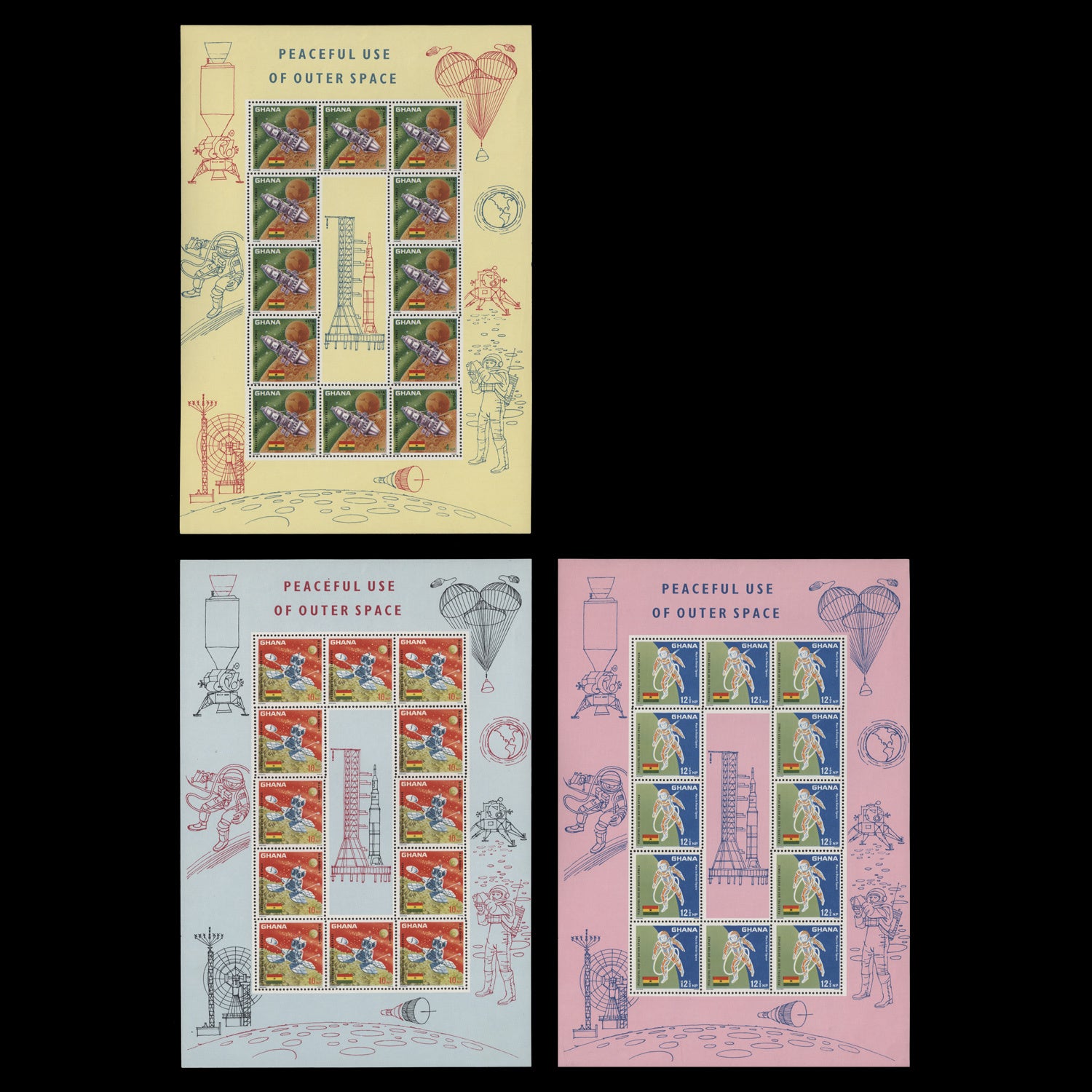 Ghana 1967 (MNH) Peaceful use of Outer Space sheetlets – ZEBOOSE.COM