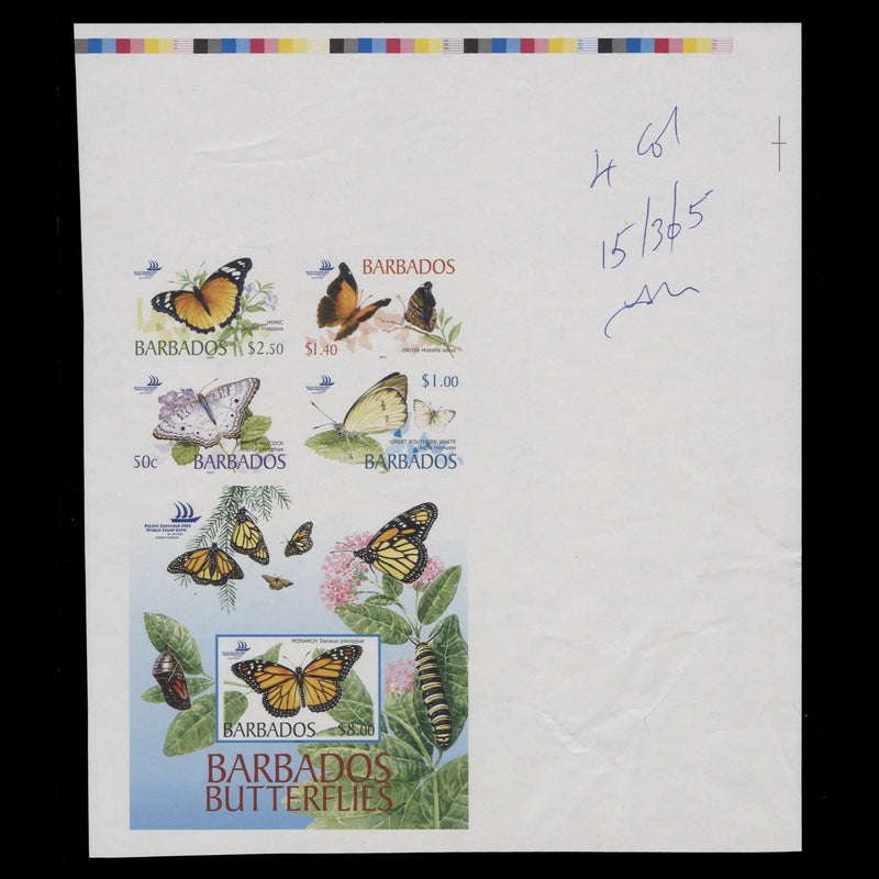 Barbados 2005 Butterflies imperforate composite proof