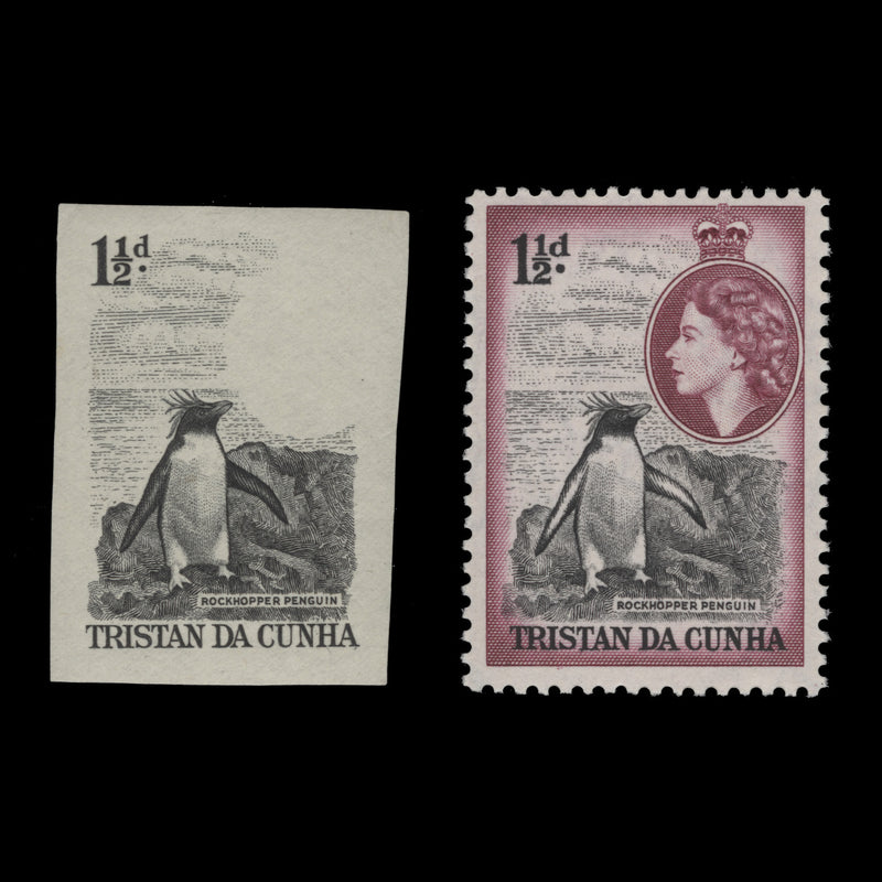Tristan da Cunha 1954 Rockhopper Penguin progressive die proof