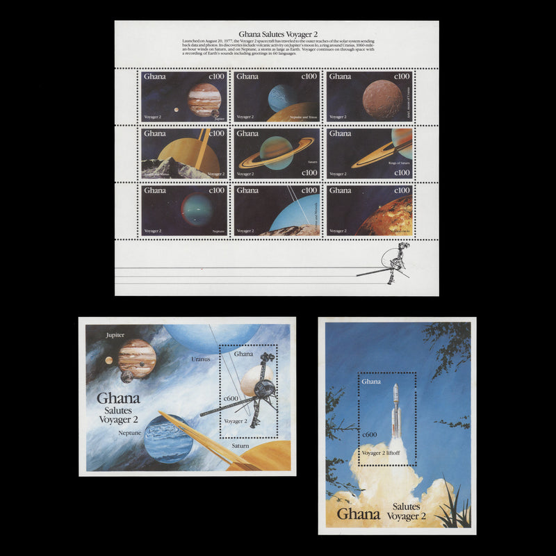 Ghana 1990 (MNH) Voyager 2 sheetlet and miniature sheets