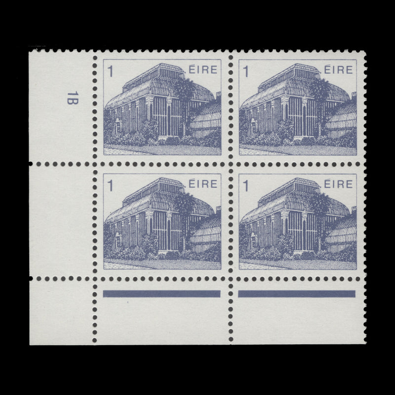 Ireland 1983 (MNH) 1p Central Pavilion cylinder 1B block, ordinary paper