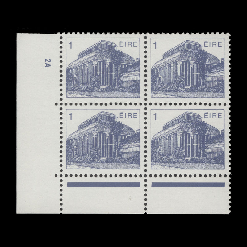 Ireland 1983 (MNH) 1p Central Pavilion cylinder 2A block, ordinary paper