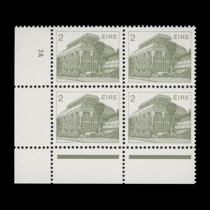 Ireland 1985 (MNH) 2p Central Pavilion cylinder 2A block, chalky paper