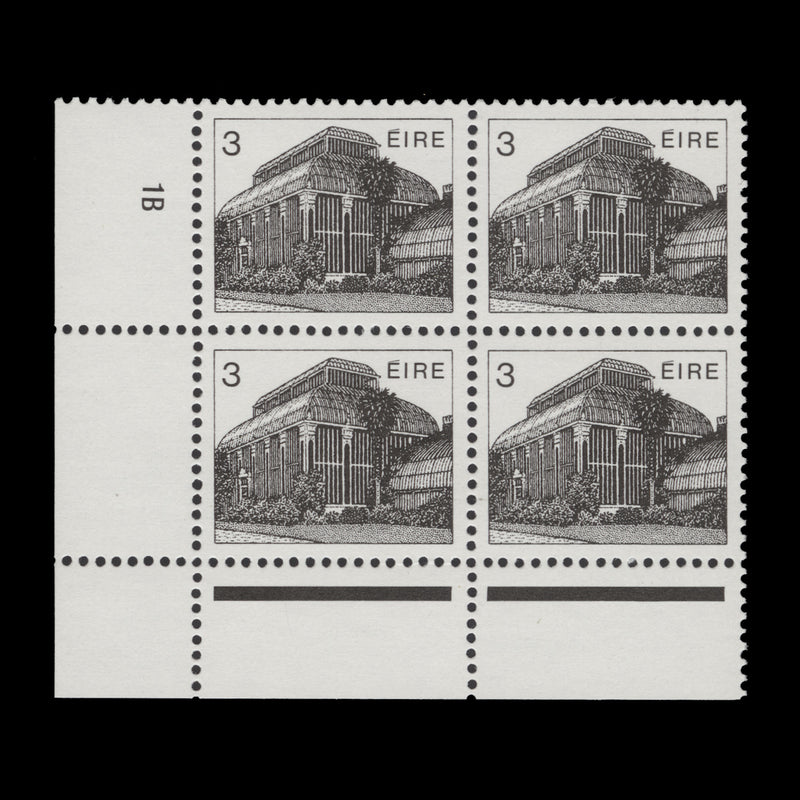 Ireland 1983 (MNH) 3p Central Pavilion cylinder 1B block, ordinary paper