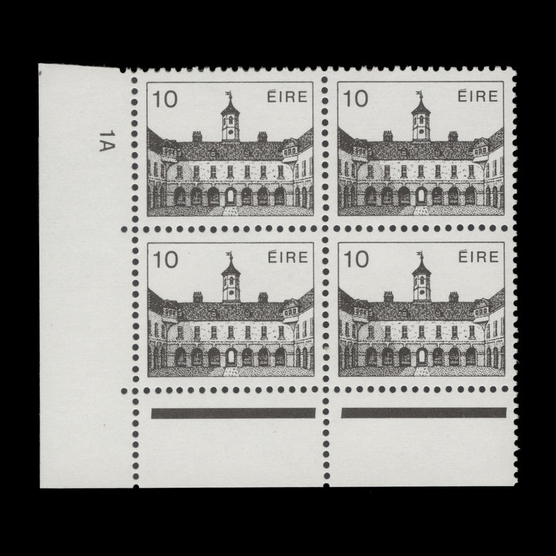 Ireland 1983 (MNH) 10p Dr Steeven's Hospital cylinder 1A block, ordinary paper