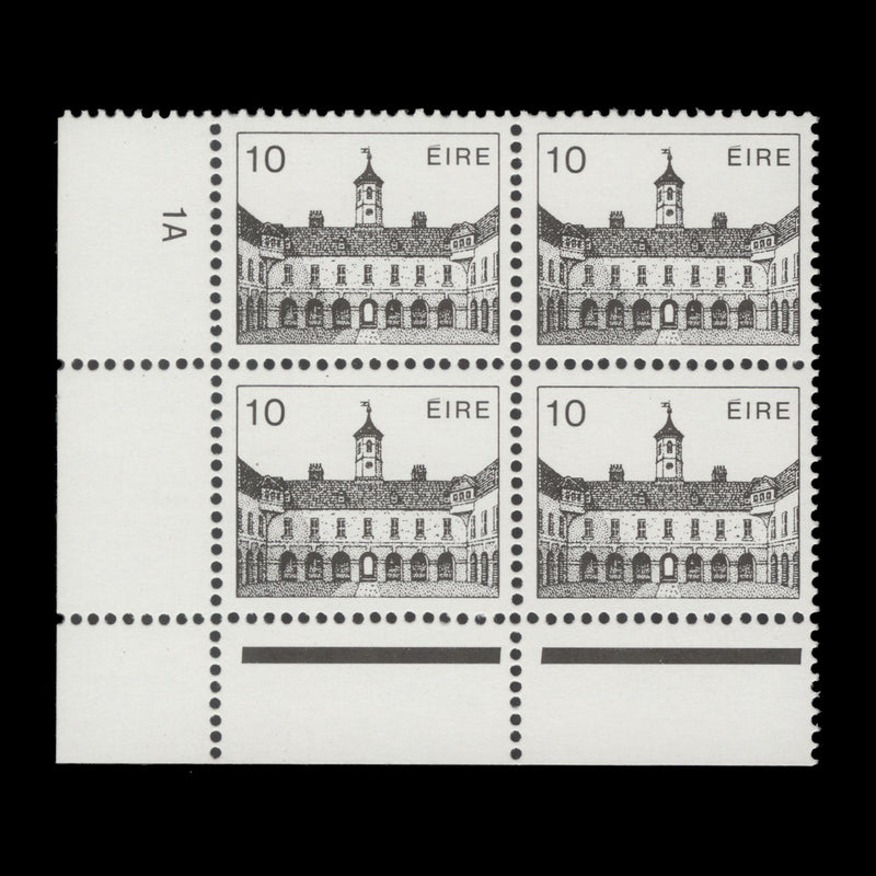 Ireland 1987 (MNH) 10p Dr Steeven's Hospital cylinder 1A block, chalky paper