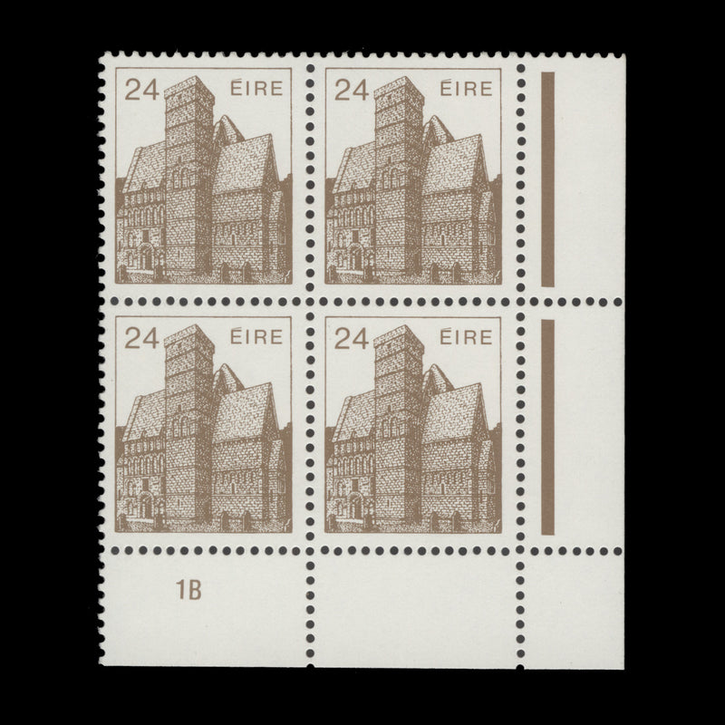 Ireland 1985 (MNH) 24p Cormac's Chapel cylinder 1B block, chalky paper