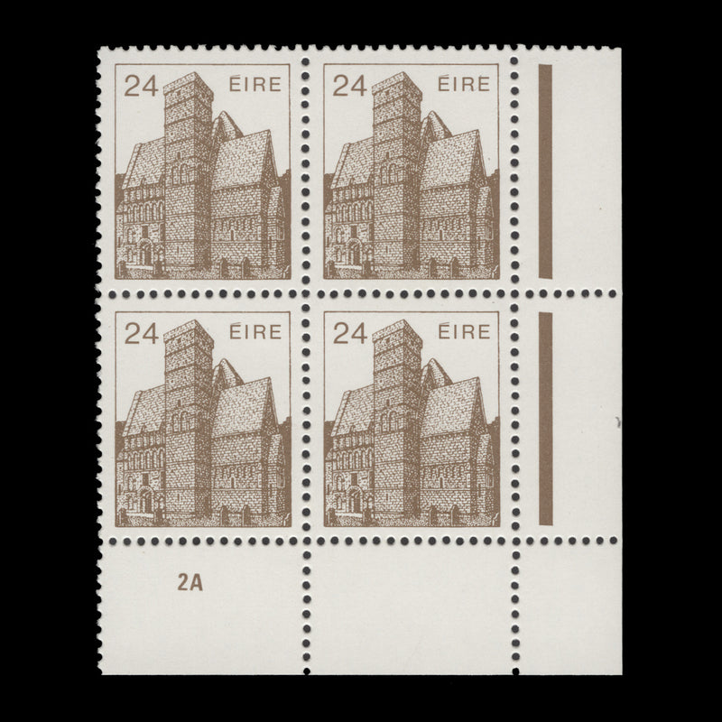 Ireland 1985 (MNH) 24p Cormac's Chapel cylinder 2A block, chalky paper