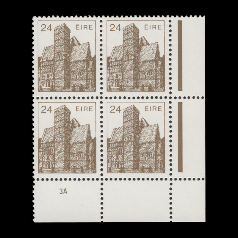 Ireland 1985 (MNH) 24p Cormac's Chapel cylinder 3A block, chalky paper