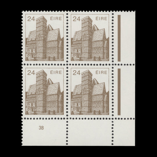 Ireland 1985 (MNH) 24p Cormac's Chapel cylinder 3B block, chalky paper