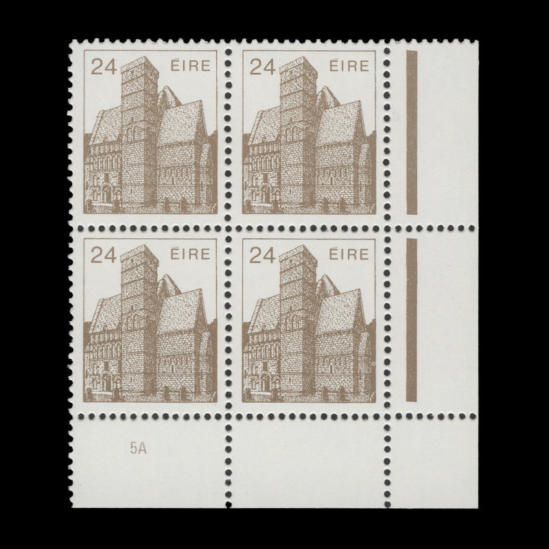 Ireland 1985 (MNH) 24p Cormac's Chapel cylinder 5A block, chalky paper