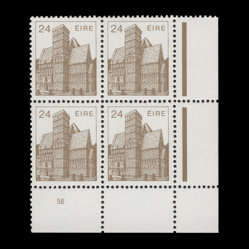 Ireland 1985 (MNH) 24p Cormac's Chapel cylinder 5B block, chalky paper