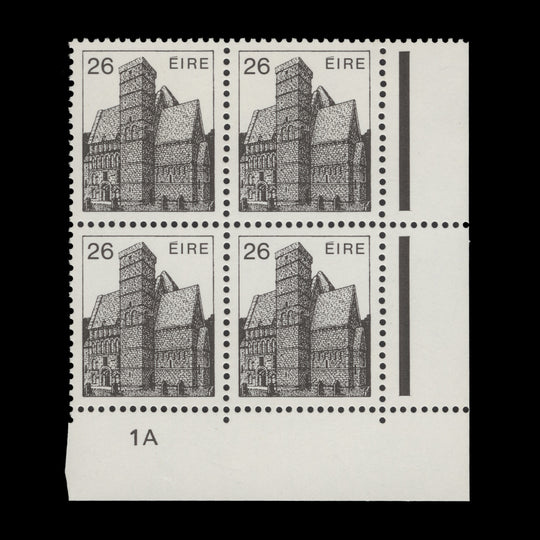 Ireland 1982 (MNH) 26p Cormac's Chapel cylinder 1A block, ordinary paper