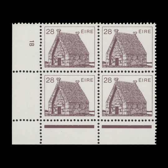 Ireland 1985 (MNH) 28p St MacDara's Church cylinder 1B block, chalky paper