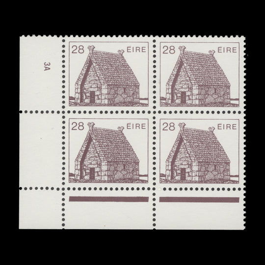 Ireland 1985 (MNH) 28p St MacDara's Church cylinder 3A block, chalky paper