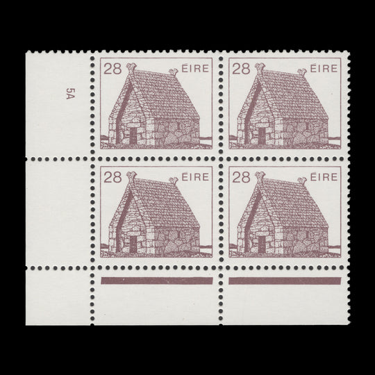 Ireland 1985 (MNH) 28p St MacDara's Church cylinder 5A block, chalky paper