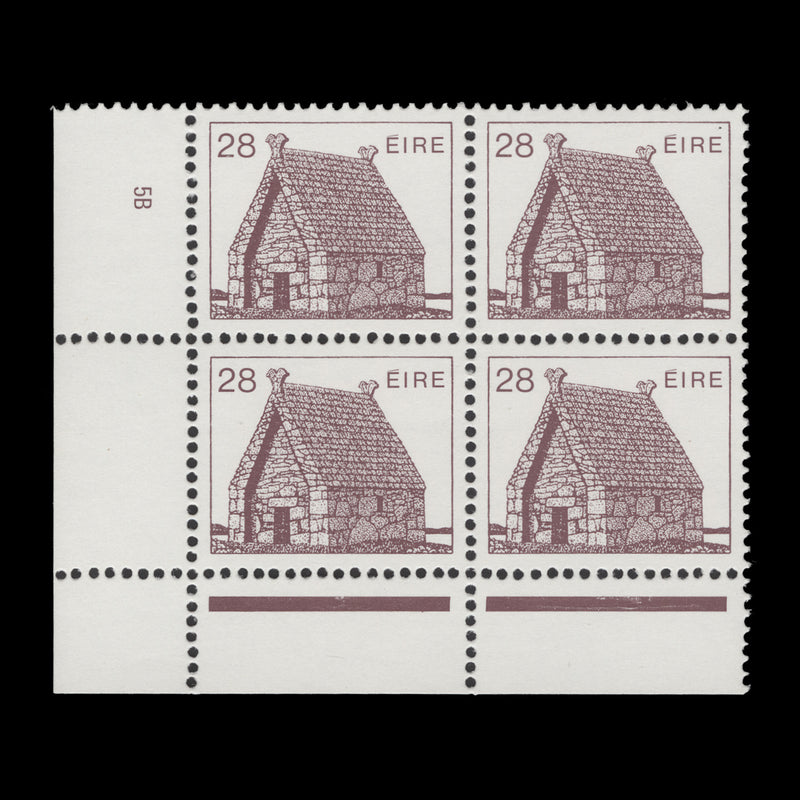 Ireland 1985 (MNH) 28p St MacDara's Church cylinder 5B block, chalky paper