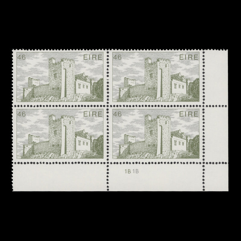Ireland 1986 (MNH) 46p Cahir Castle cylinder 1B–1B block, chalky paper