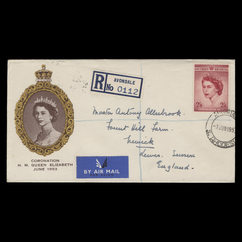 Southern Rhodesia 1953 (FDC) 2s6d Coronation, AVONDALE