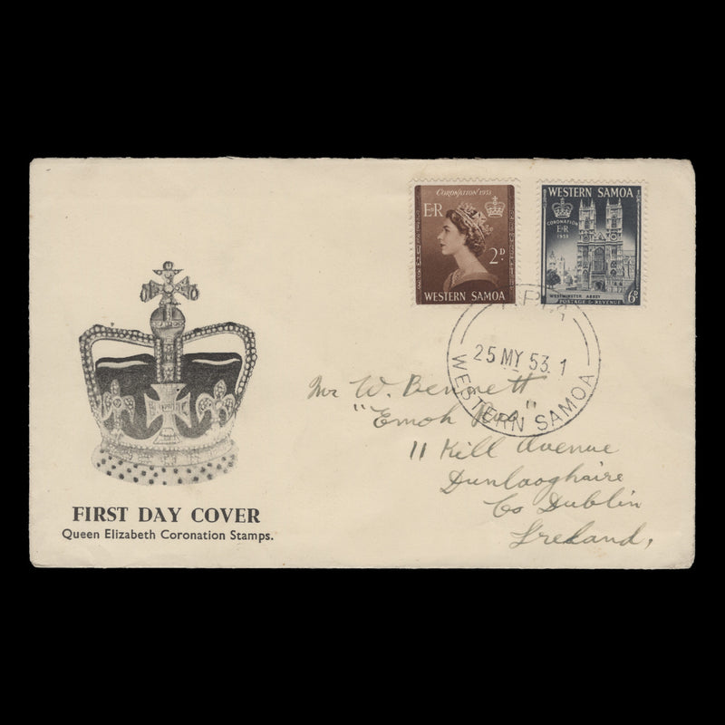 Samoa 1953 Coronation first day cover, APIA