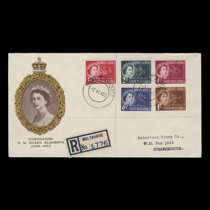 South West Africa 1953 (FDC) Coronation, MALTAHOHE