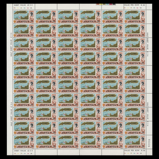 Jersey 1969 (MNH) 9d Map of the English Channel sheet