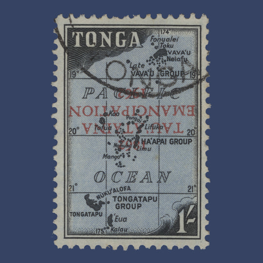 Tonga 1962 (Variety) 1s Centenary of Emancipation with inverted overprint