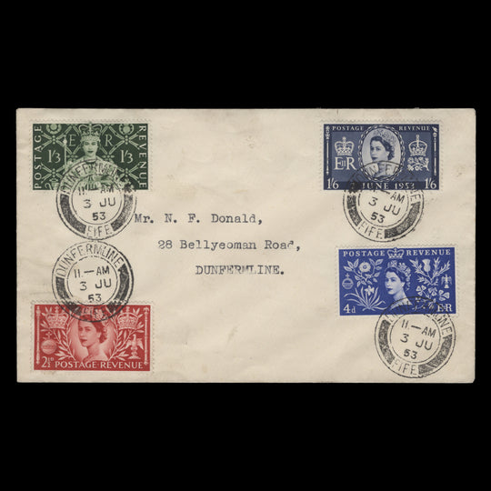 Great Britain 1953 Coronation first day cover, DUNFERMLINE