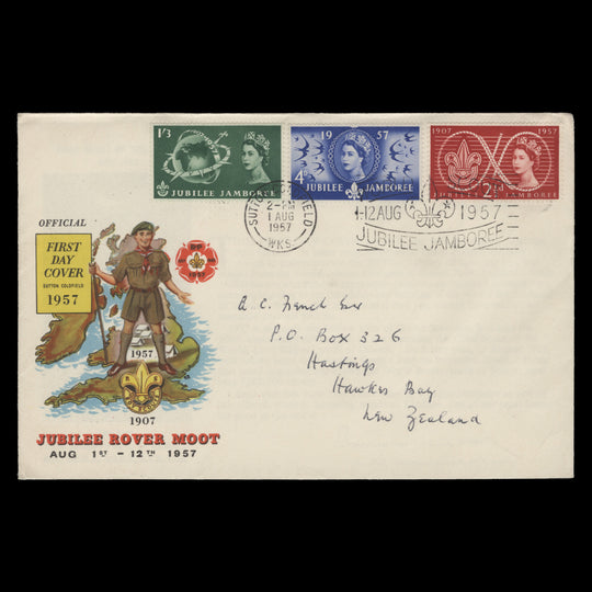 Great Britain 1957 Scout Jamboree first day cover, SUTTON COLDFIELD