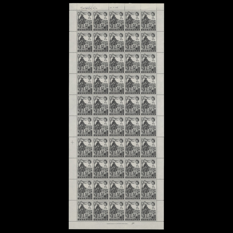 Grenada 1970 (MNH) 15c Pirates plate 1a pane, printer's file copy