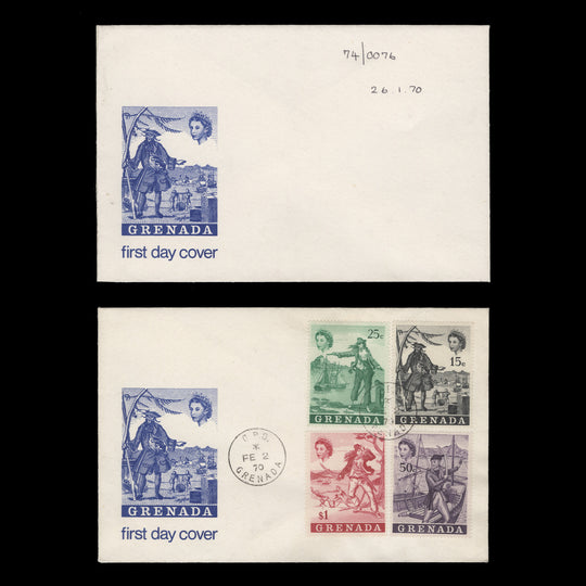 Grenada 1970 Pirates first day covers, printer's file copies