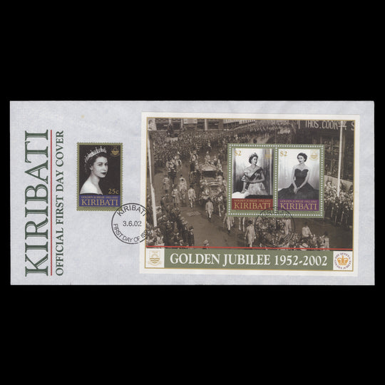 Kiribati 2002 (FDC) Golden Jubilee single and miniature sheet