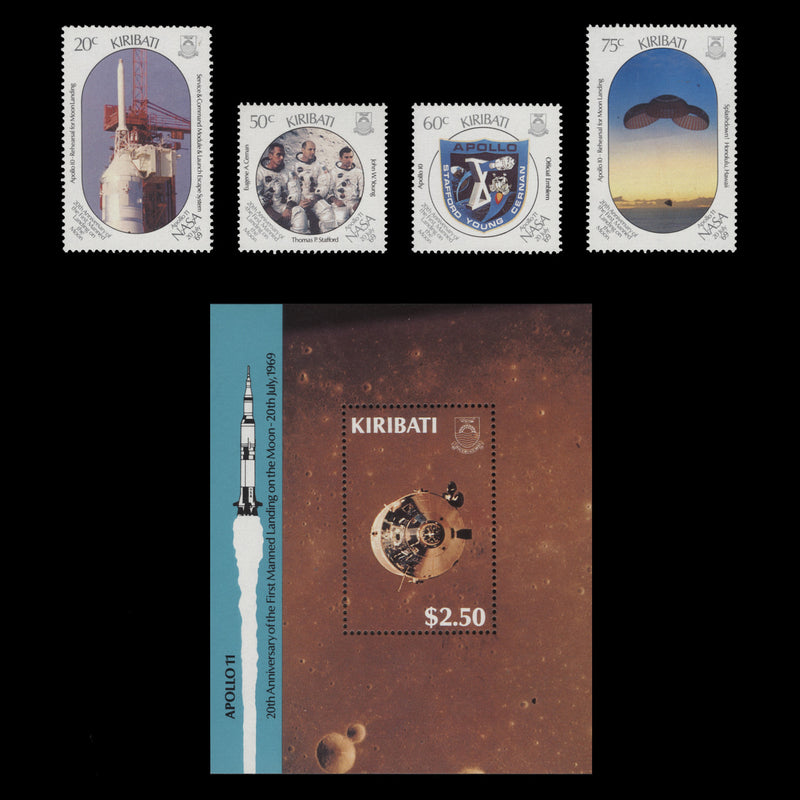 Kiribati 1989 (MNH) Moon-Landing Anniversary set and miniature sheet
