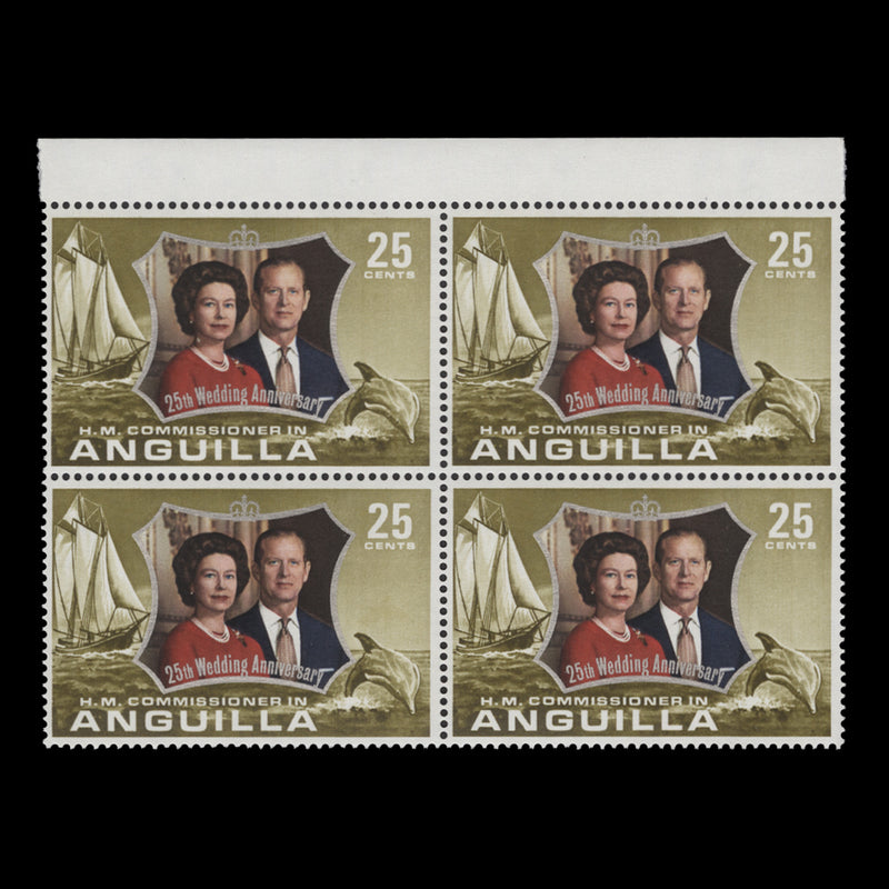 Anguilla 1972 (MNH) 25c Royal Silver Wedding block with curtain flaw