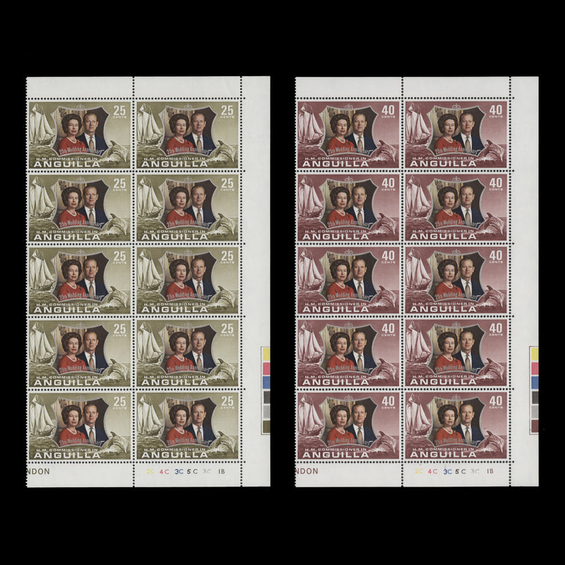 Anguilla 1972 (MNH) Royal Silver Wedding plate blocks